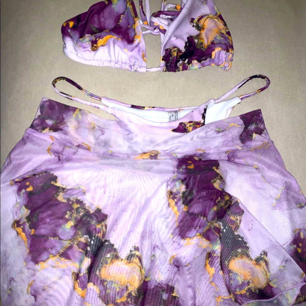 Marble Triple Bikini & Skirt Set